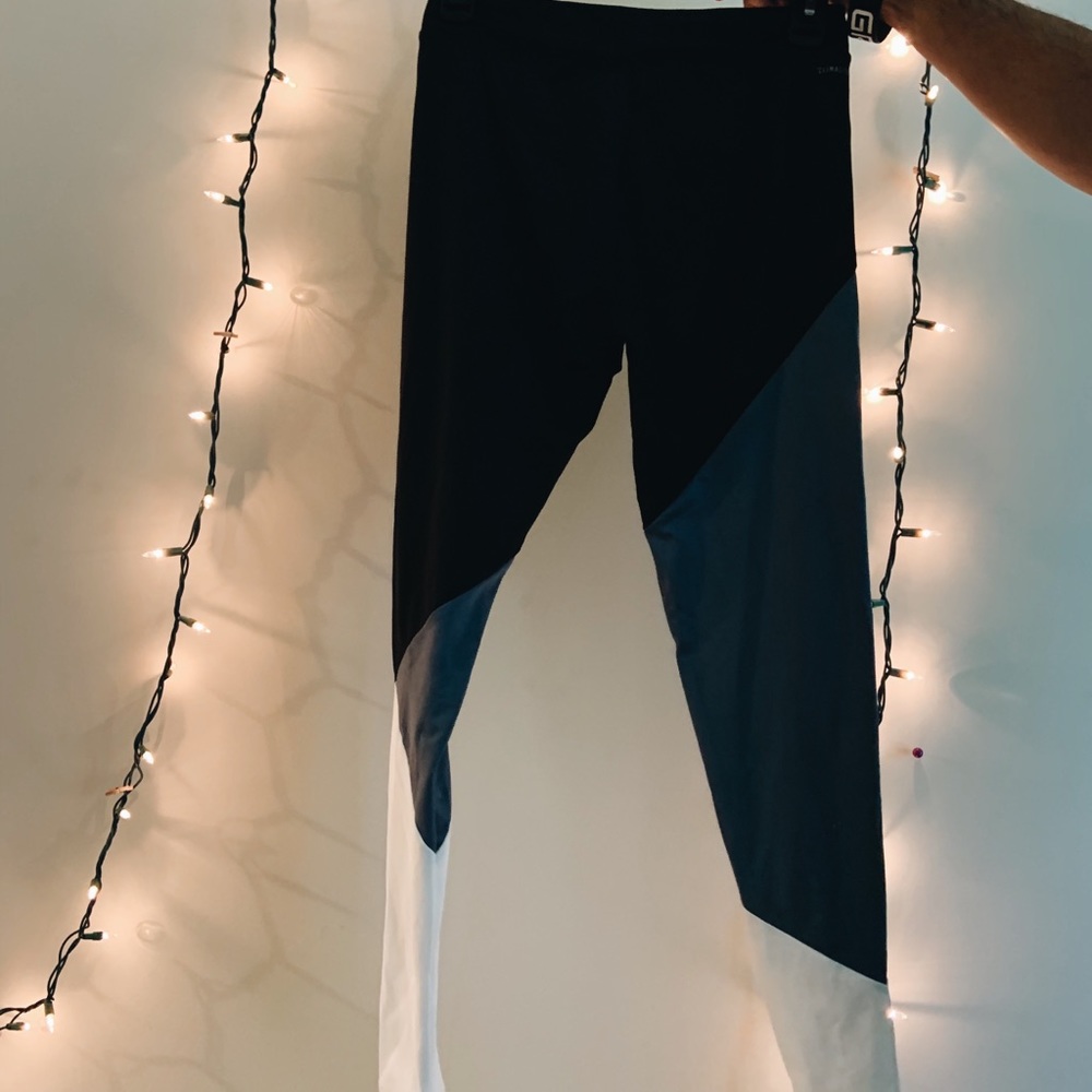 Black, white, grey Adidas workout leggings